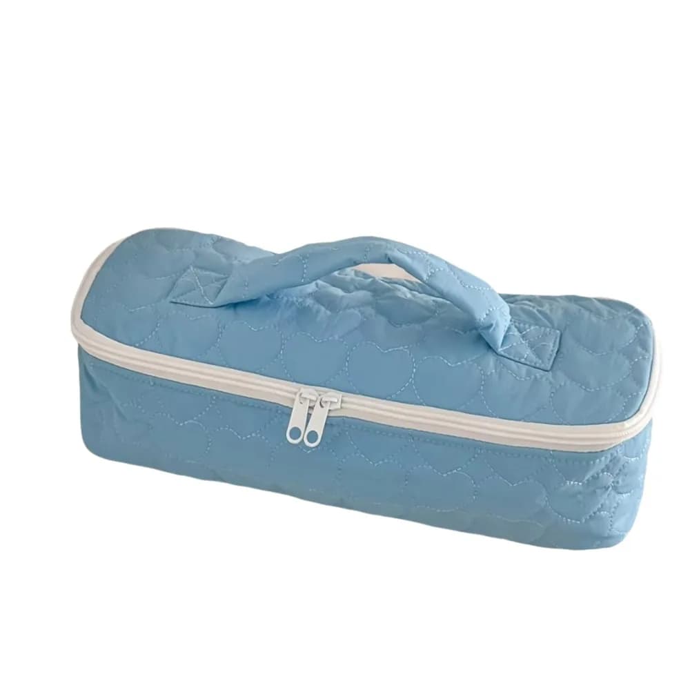 Heart-Shaped Quilting Portable Hair Dryer Tote Bag Large Capacity Handheld Curling Iron Carrying Case Multi-functional