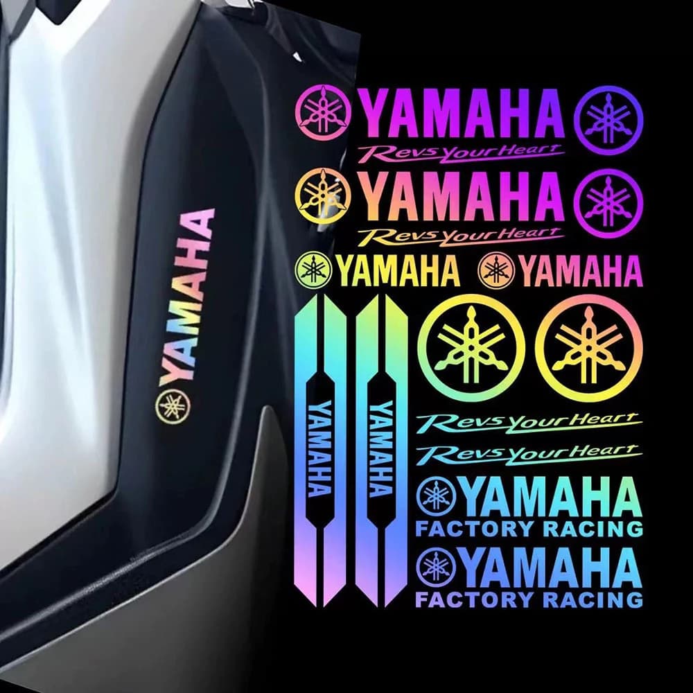 Reflective Moto Yamaha Stickers, Laser Logo, Cross Motorcycle Decalcomanie, Tank Decorations, Edit Helmet