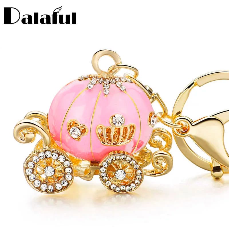 Dalaful del Carrello della Zucca di Cristallo Per Hallowmas Fiaba Keychain Della Borsa Fibbia Pendente Della Borsa Per Auto Portachiavi Titolare K227
