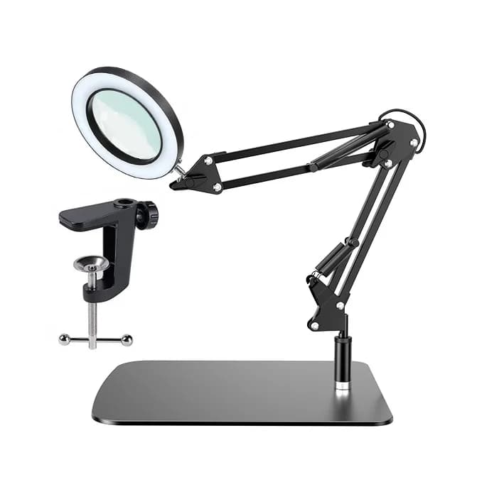 Lampada da Tavolo Ingrandente a LED 10X con 72 LED, 3 Colori Dimmerabili, USB, con Morsetto per Nail Art, Extension Ciglia, Tatuaggi, Salone di Bellezza