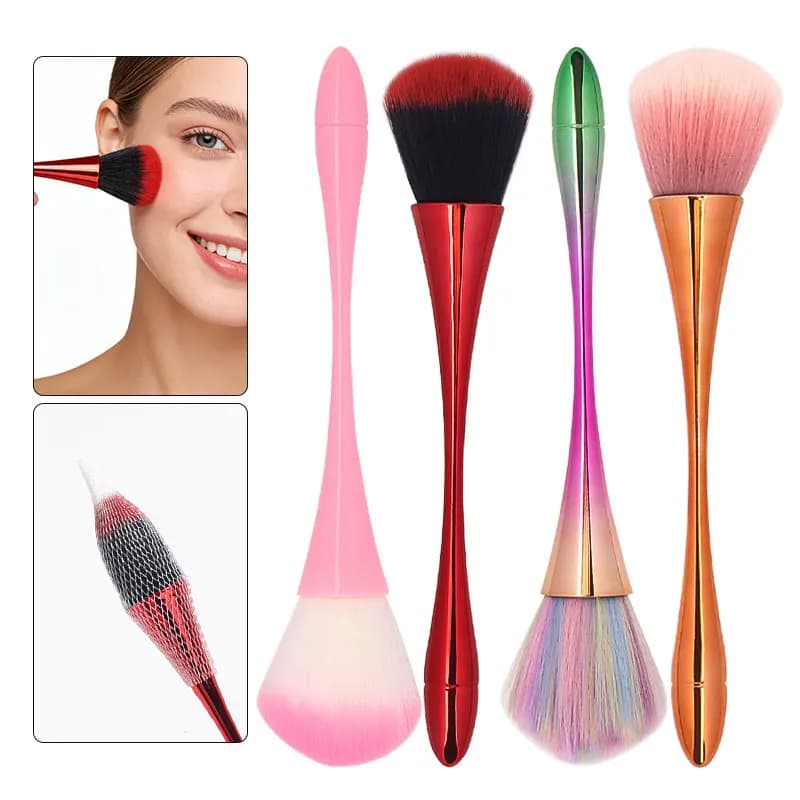 Rose Golden Fan Makeup Brush,Cosmetic Brush Loose Powder Brush ,Highlighting Brush Blush Brush-Soft Hair Makeup Fixing