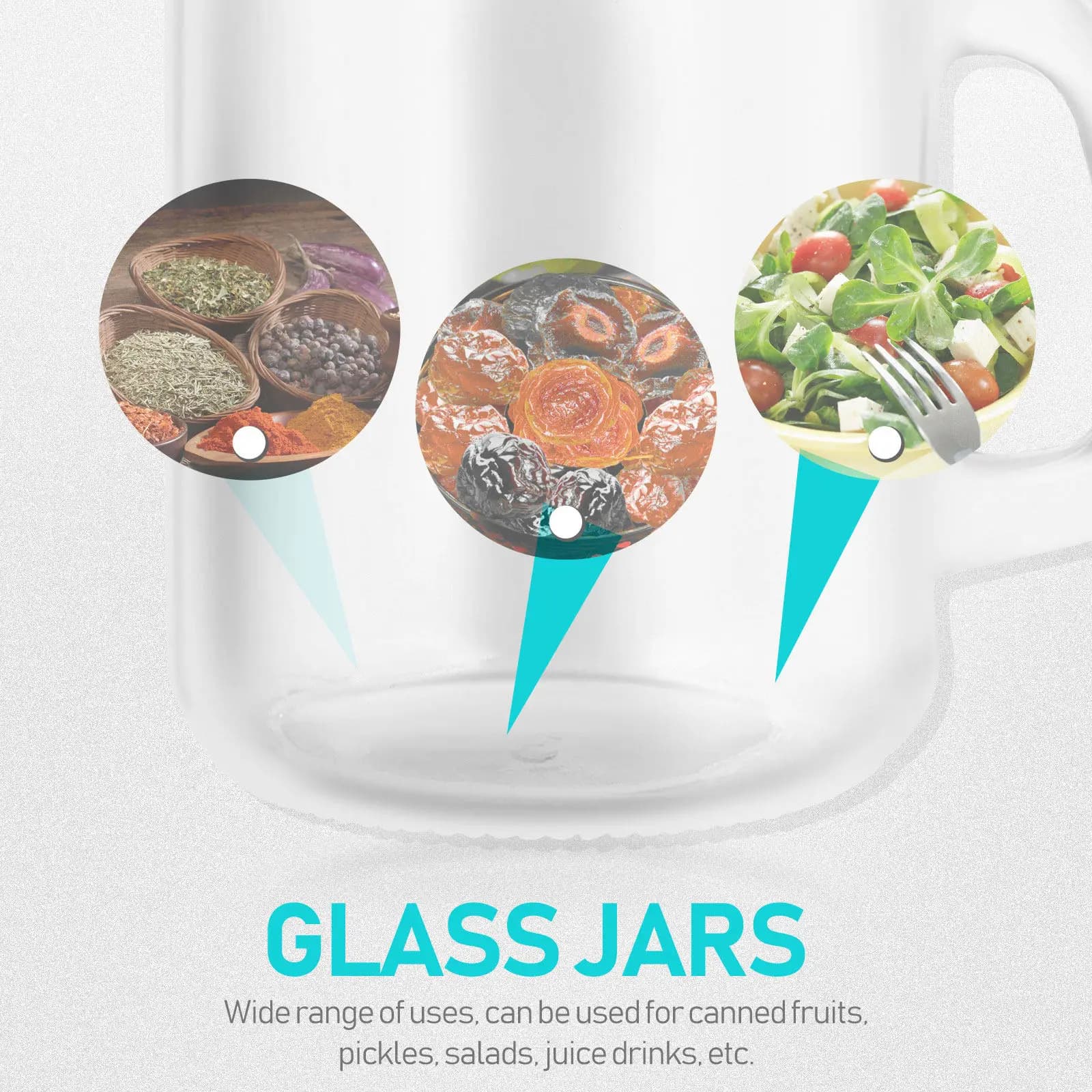 6Pcs Mason Jar Airtight Glass Container with Lid Transparent Multifunctional for Food Storage Candy Salad Spices