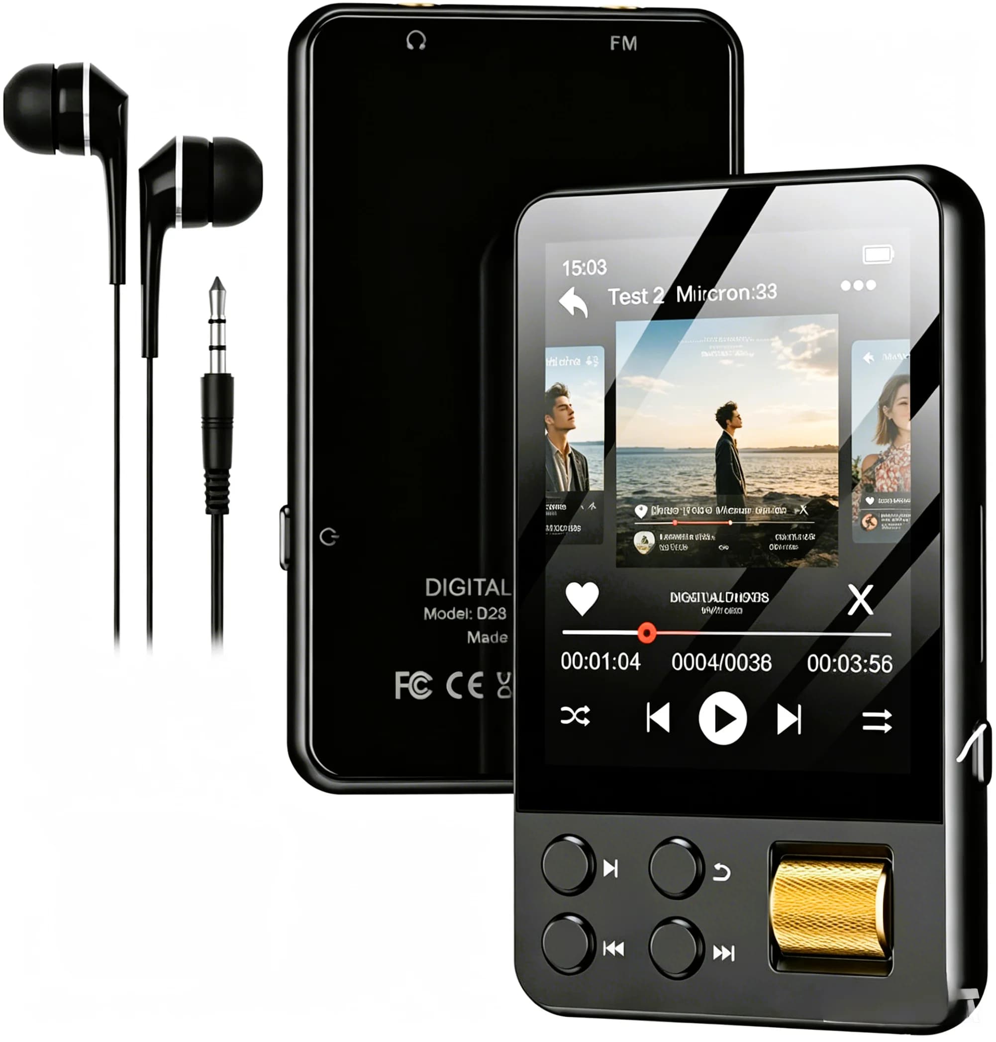 64GB Bluetooth MP3 Player, 2.4" Touch Screen Portable HiFi Music Player with Built-in Speaker, TF Card Expandable to 512GB