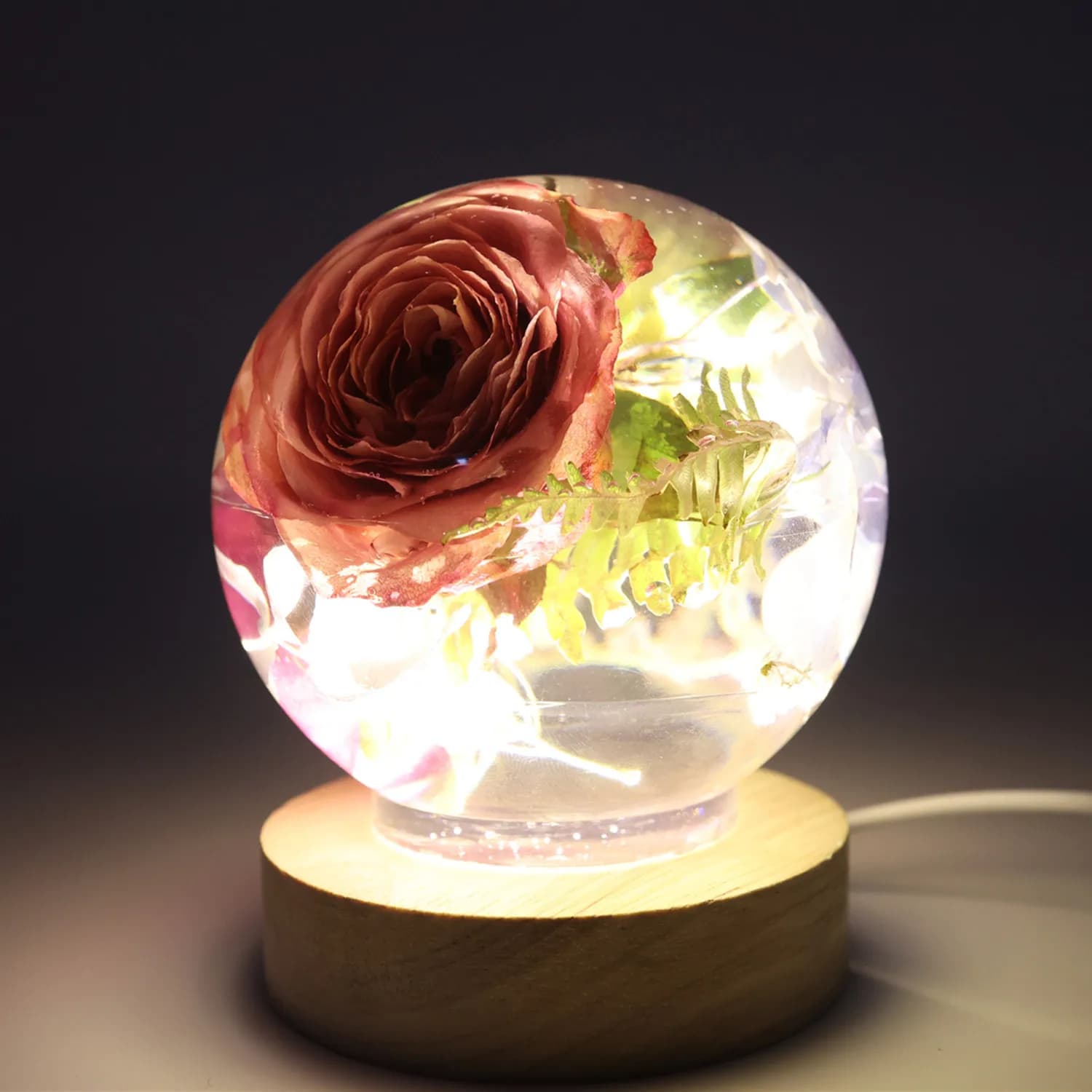 Stampo in resina epossidica di cristallo sferico monopezzo fai-da-te Stampo in silicone per specchio con sfera di fiore secco