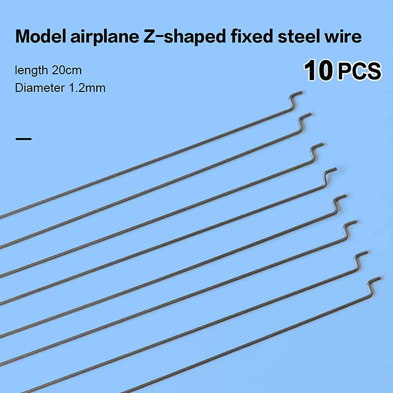 10 Pezzi Asta di Comando Servo Tipo Z 1.2x200mm in Filo d'Acciaio per Aeroplani RC, Elicotteri ad Ala Fissa, Parti di Ricambio Fai-da-Te