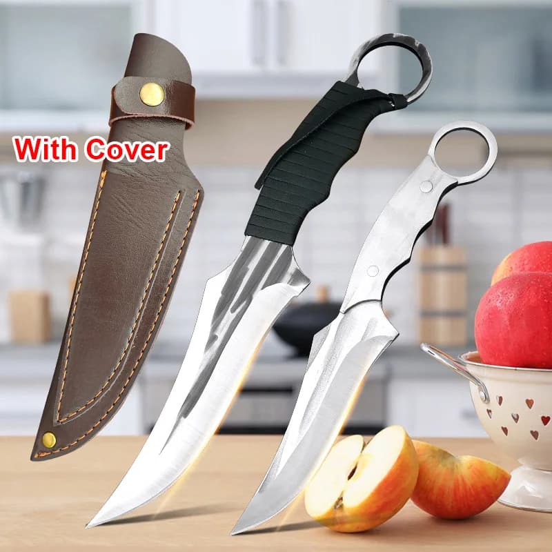 2 pezzi Set Chef Buther Boning Knife Cleaver Fish Filleting Knife Barbecue carne taglio frutta Paring coltello da cucina multifunzionale