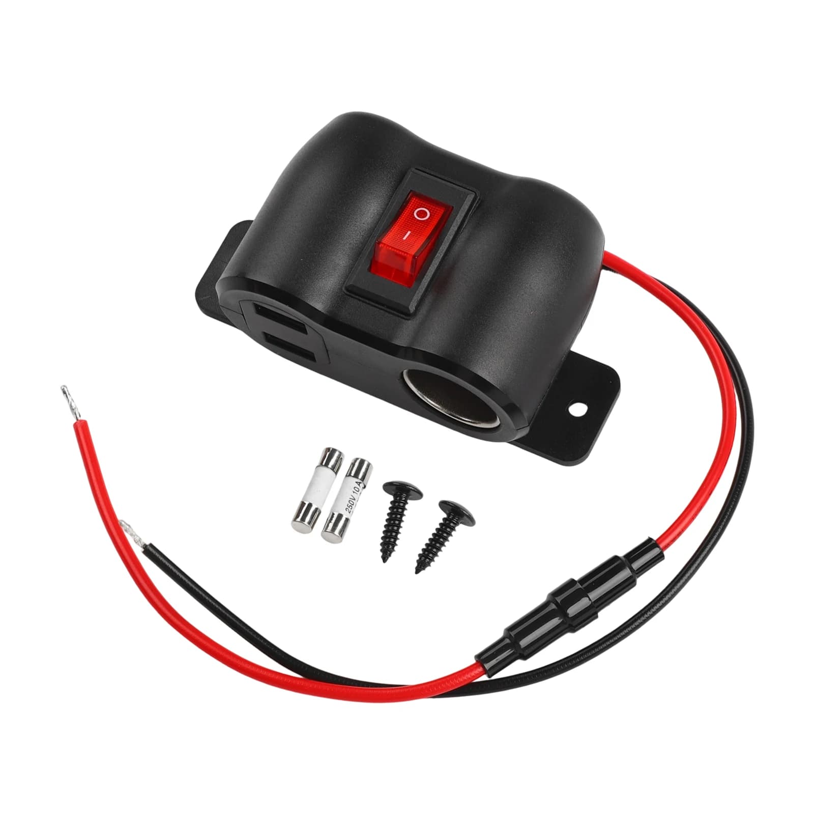 Caricabatterie Auto Integrato 12V con Presa USB, Ricarica Auto 12V 24V, Doppio USB 18W, Monitoraggio Batteria e Protezione da Sovracorrente