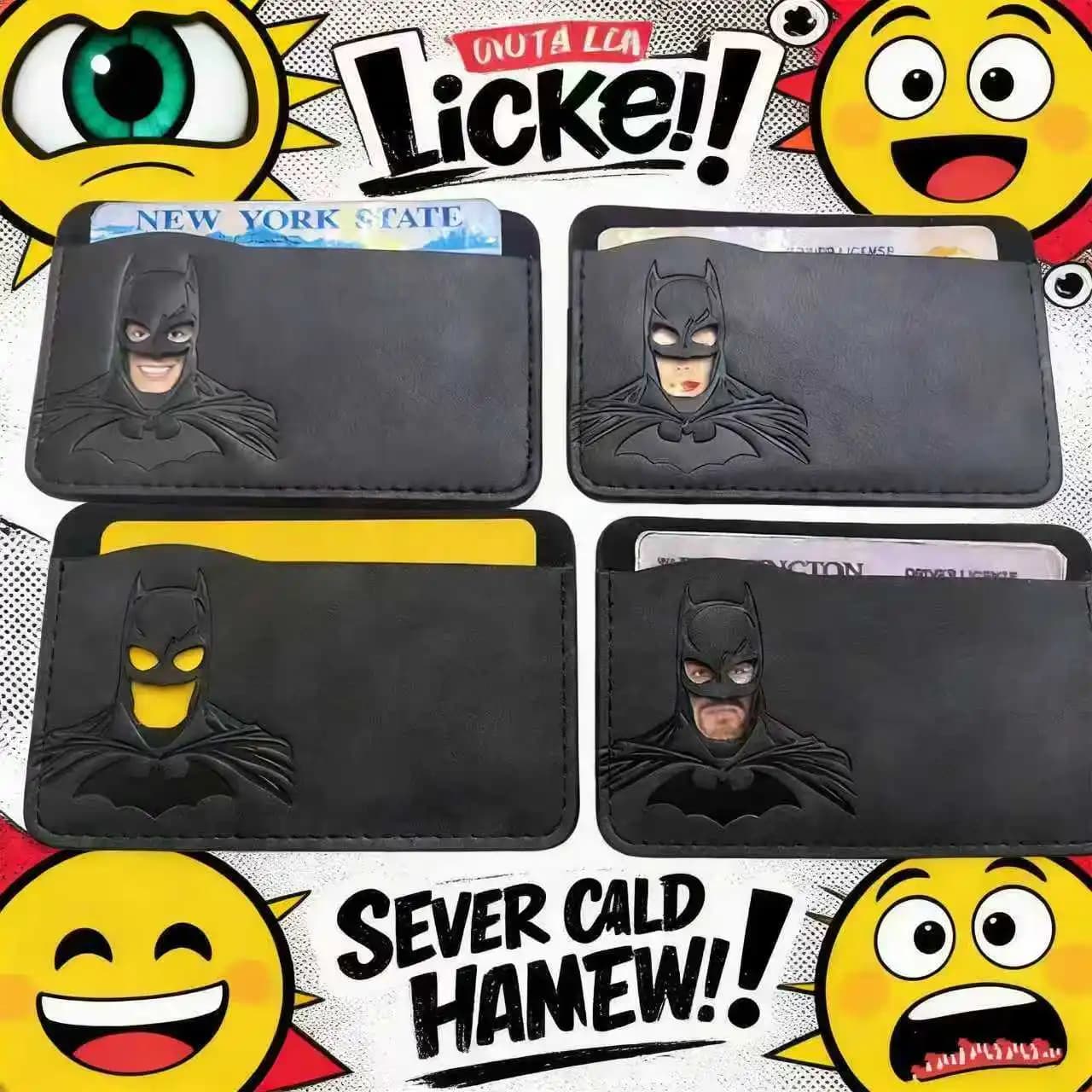 Personalized Leather ID Card Holder with Superhero Mask Design Great Gift Option travel wallet id card holder 2026
