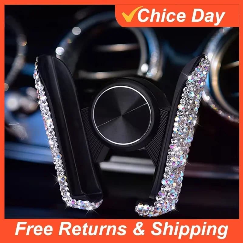 Supporto per telefono per auto in cristallo scintillante Supporto universale per clip per presa d'aria Supporto per cellulare per telefono in auto Supporto per telefono cellulare Smartphone