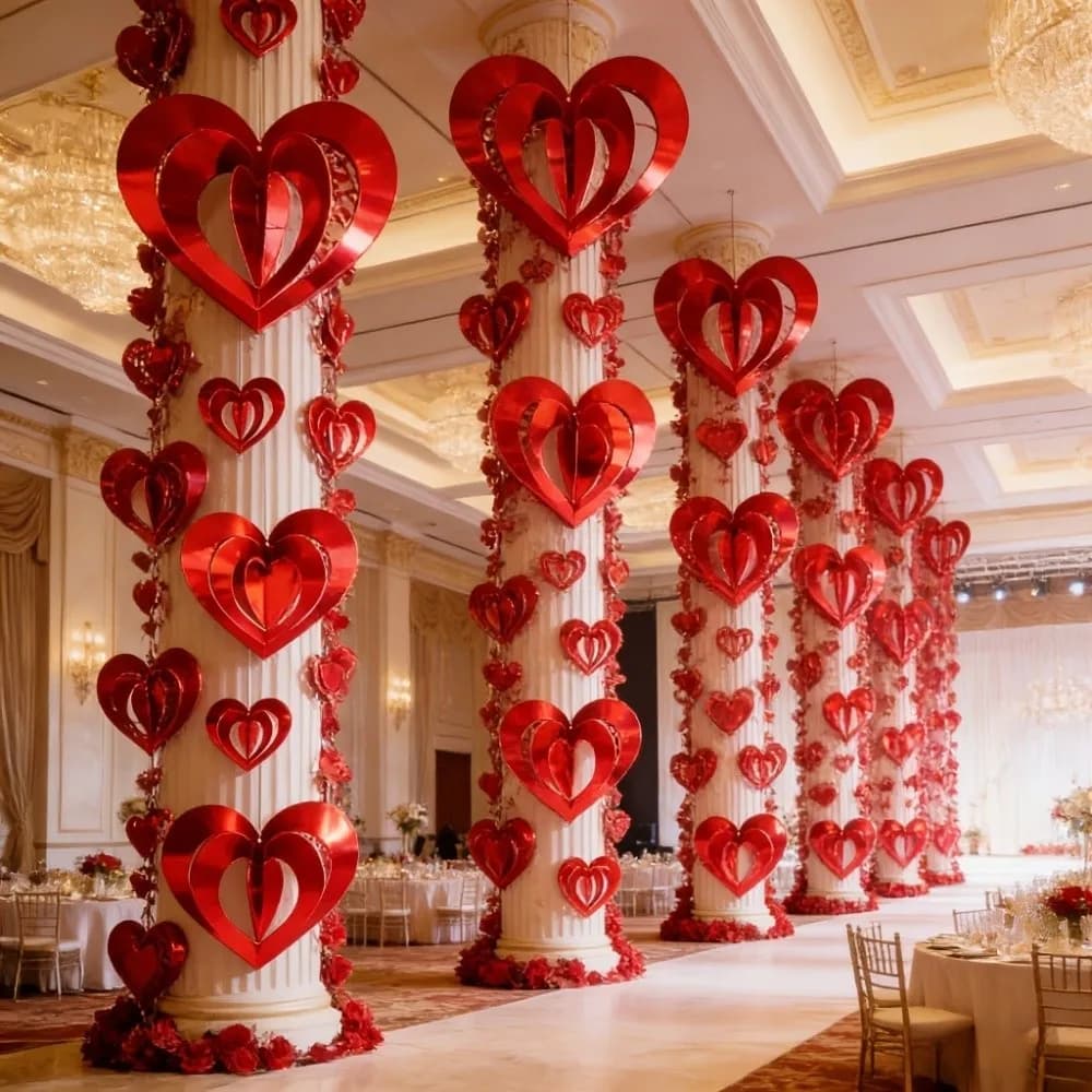 Decorazioni Romantiche per San Valentino, Fiori 3D Fai-da-Te, Tende Appese per Matrimoni, Ornamenti per Feste Nuziali