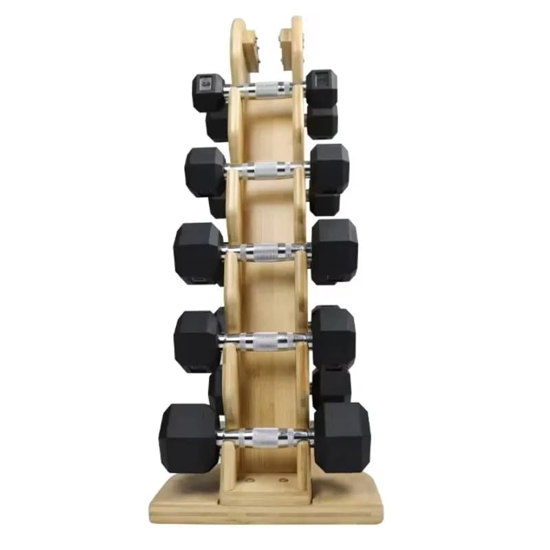 Wooden handlebar holder with custom logo: modern and durable storage equipment for bodybuilding in home gym