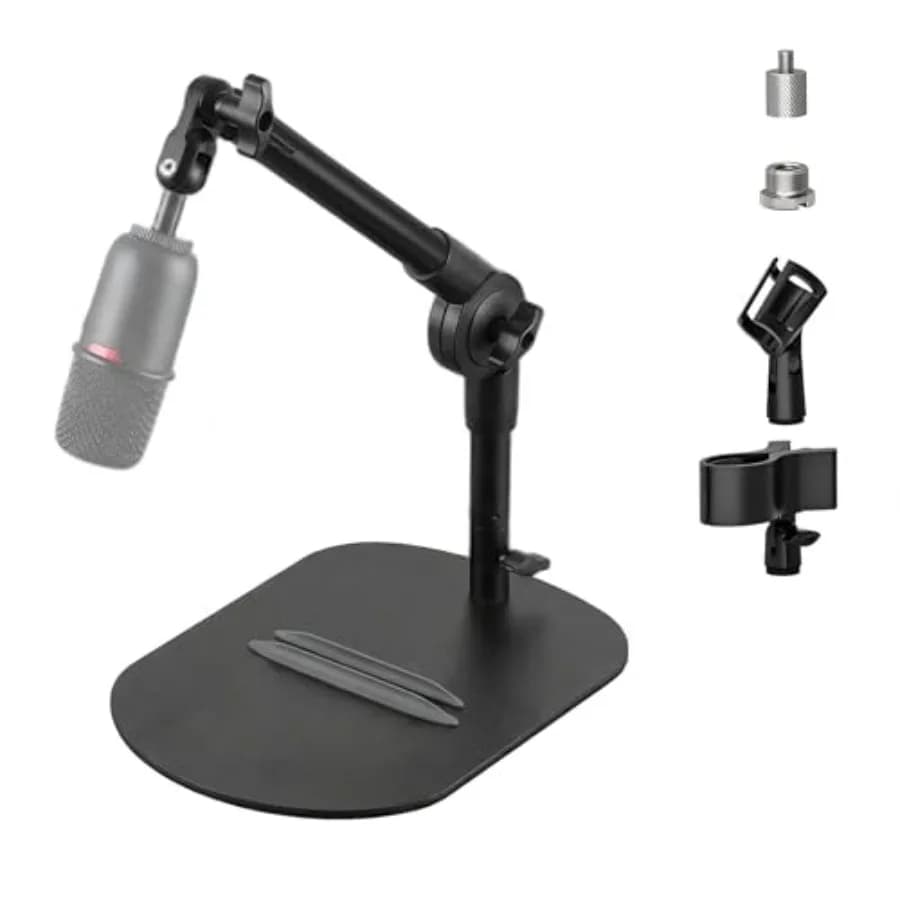 Desktop Microphone Stand, Adjustable Desk Mic Stand for AM8 K669B Yeti HyperX QuadCast SoloCast AT2020, Webcams Camera, Compati