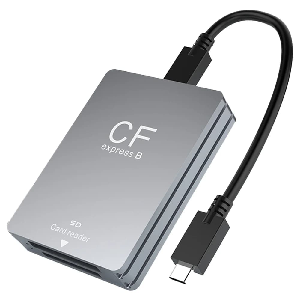 Lettore di schede SD CFexpress tipo B 2 in 1 Adattatore per schede CFexpress USB 3.2 10 Gbps Doppio slot con cavo da USB C a USB C/A per SLR