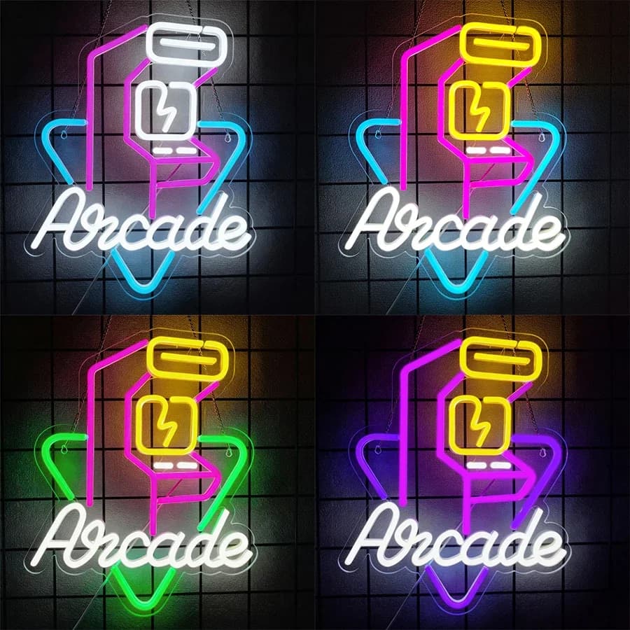 Natale, il miglior regalo per i ragazzi, icona retrò arcade, insegna al neon a LED arcade, utilizzata per la camera da letto, la sala giochi, l'arredamento della man cave.