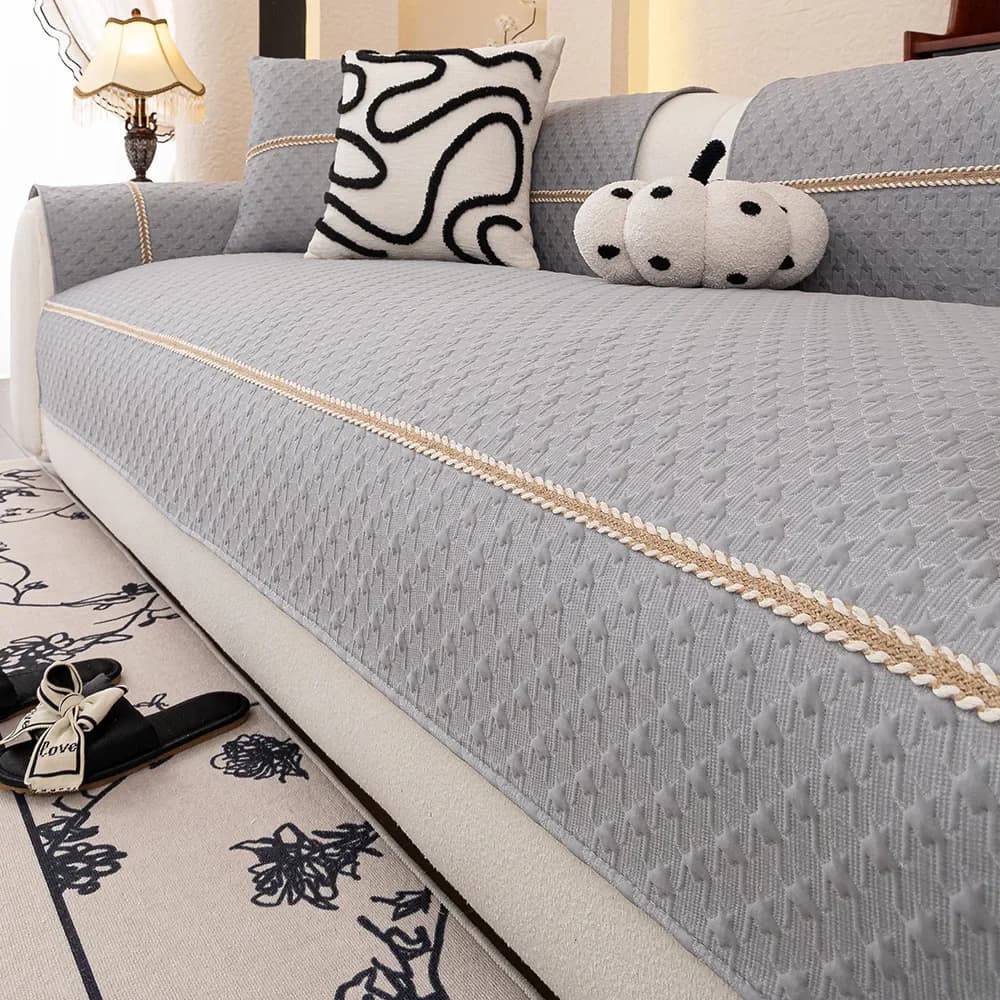 Ice Silk Sofa Cushion Summer Mat Non-slip Cushion 2025 Summer Light Luxury Pure White Sofa Cover Cloth
