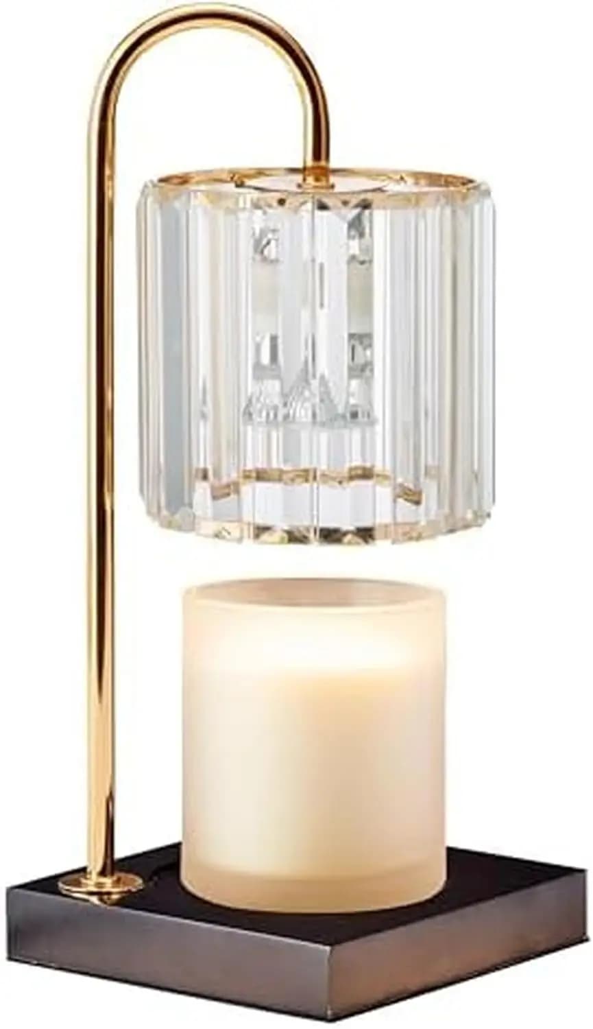Scaldacandele Elettrico in Vetro Trasparente da 13,8 Pollici con Base in Legno - Diffusore di Fragranze Senza Fiamma per Arredamento Casa, Lampada Diffusore di Profumo Sicura