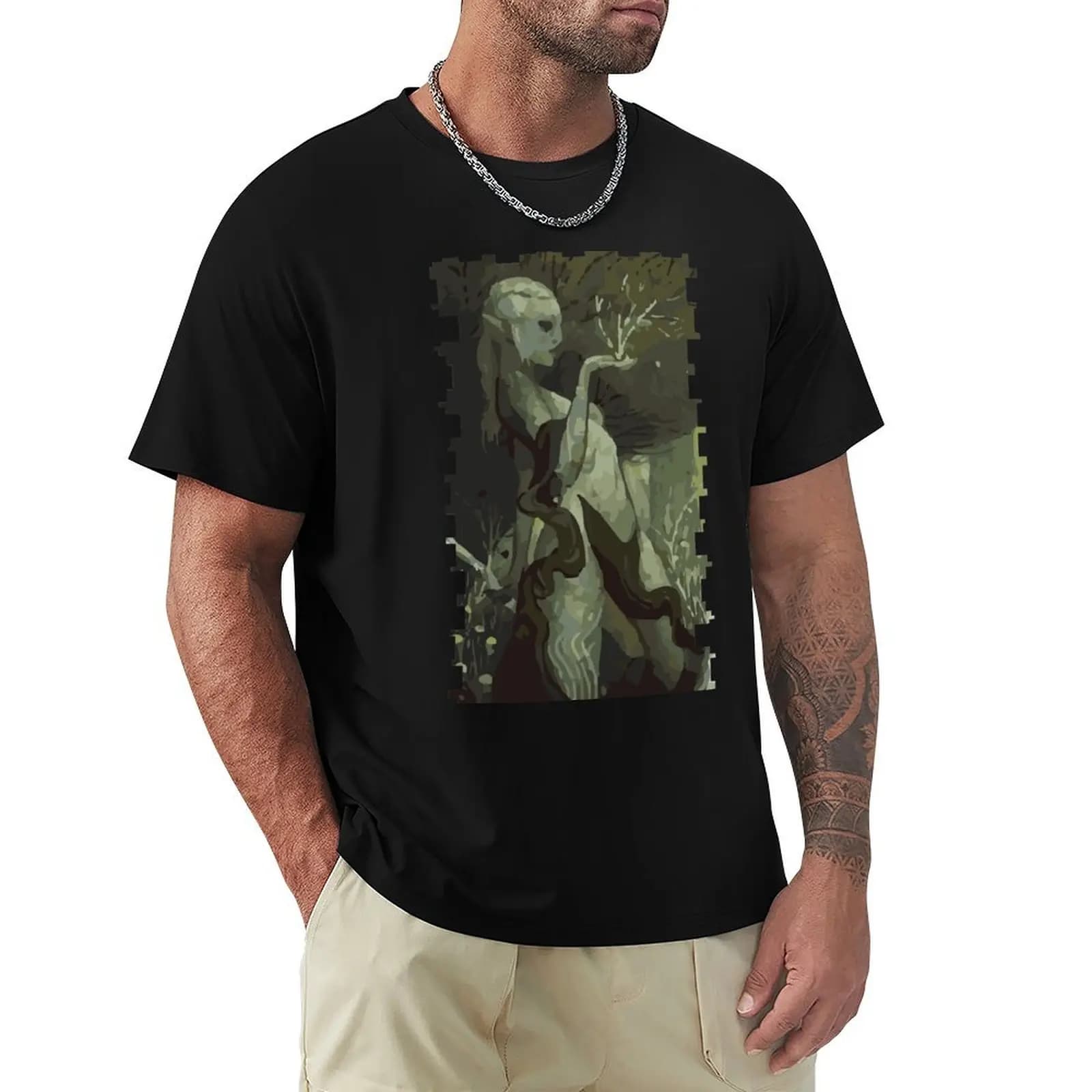 T-shirt con stampa di carte dei Tarocchi Female Elf, maglietta basic per outfit quotidiano