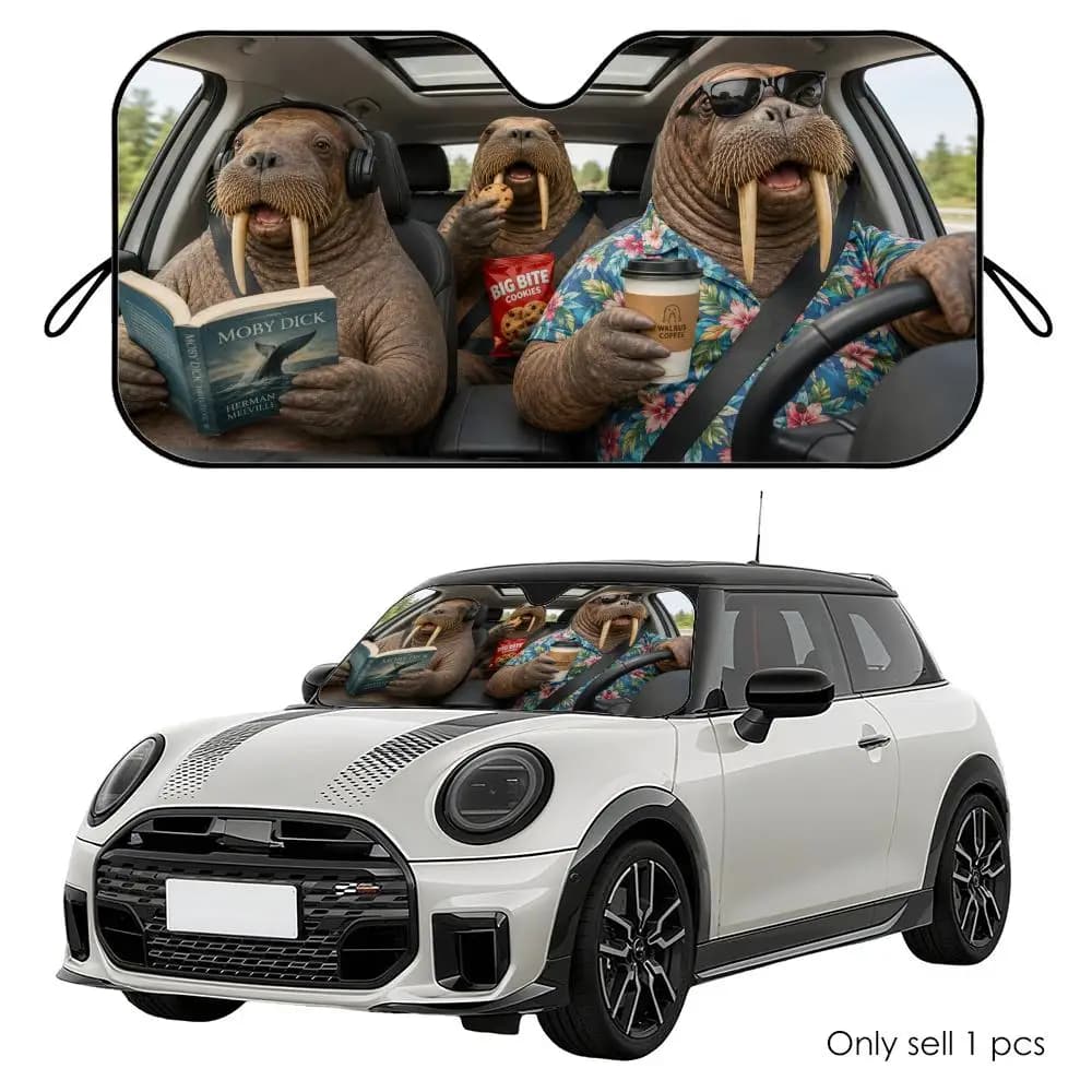 Parasole da Viaggio per Auto Walrus, Riutilizzabile in Alluminio, Copertura Isolante UV e Termica per Parabrezza