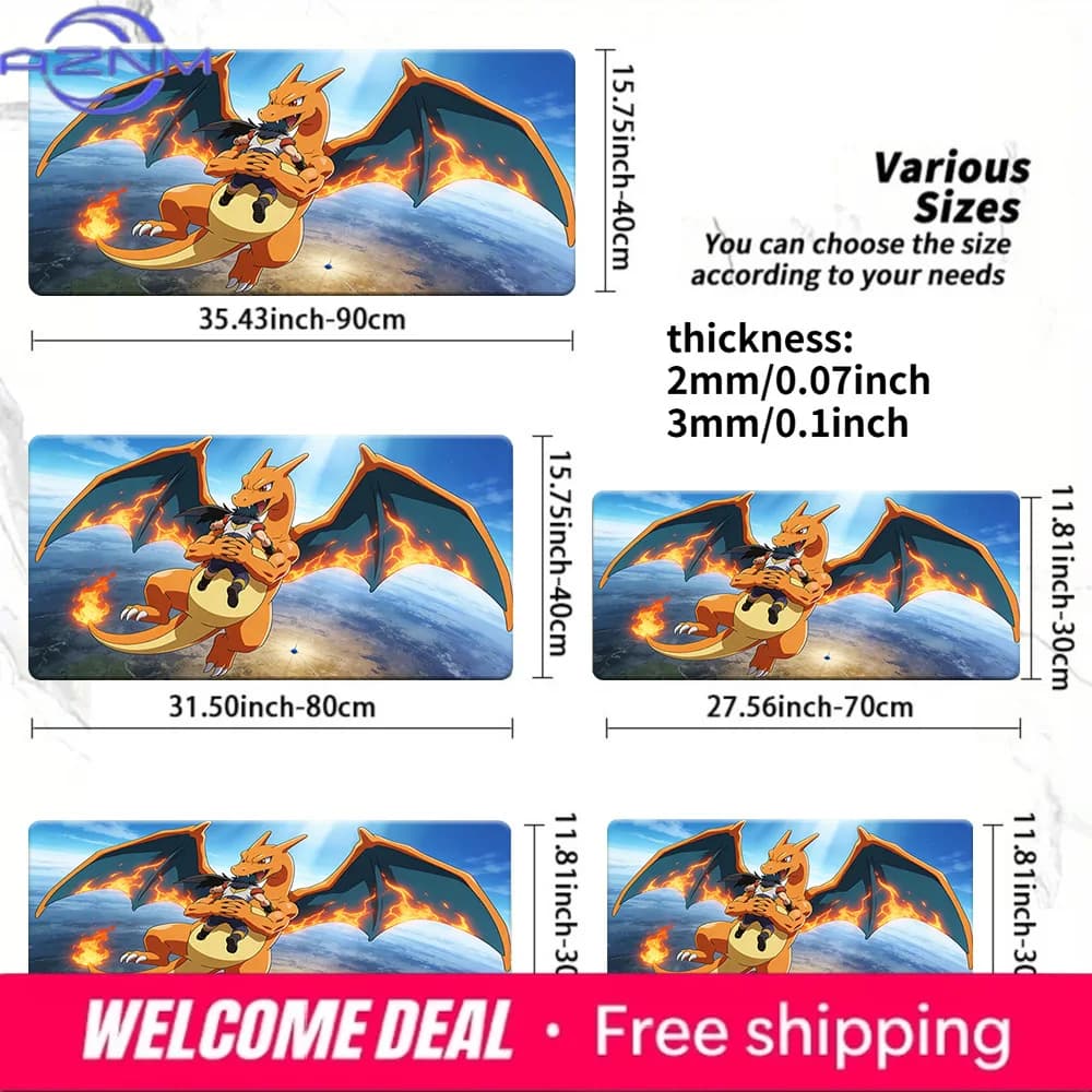 Tappetino per mouse da gioco Pokemon Charizard & Ash Flying, tappetino da scrivania antiscivolo