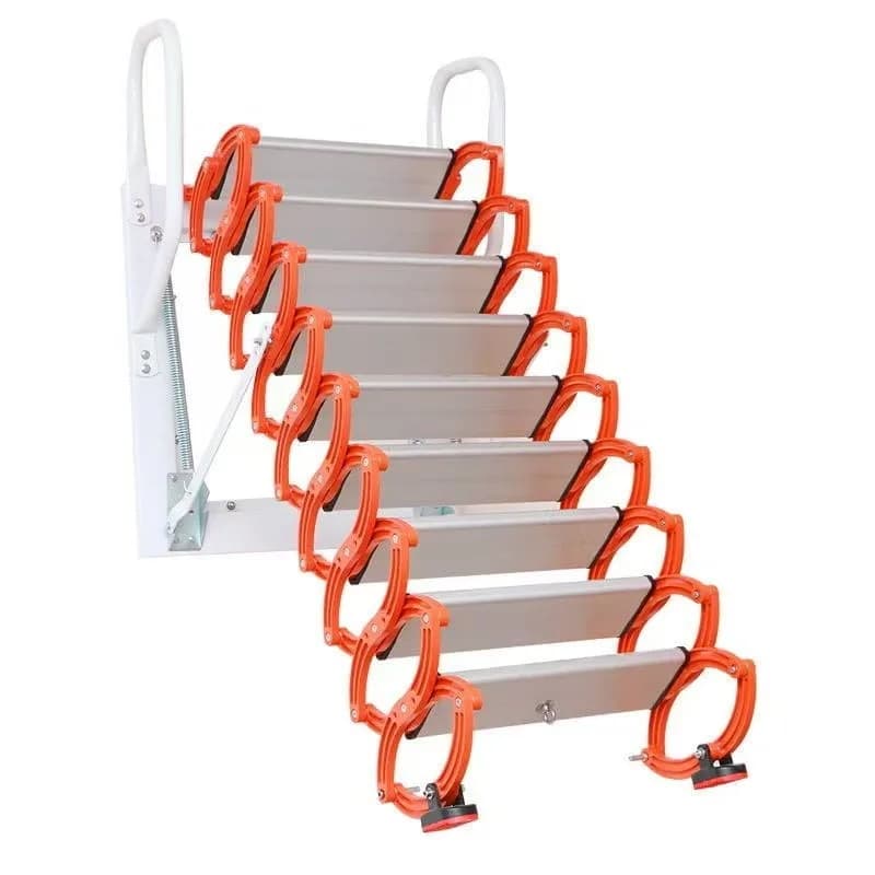 Wall-mounted Folding Titanium Magnesium Alloy Telescopic Attic Staircase for Indoor/outdoor Home and Garage Easy To Install