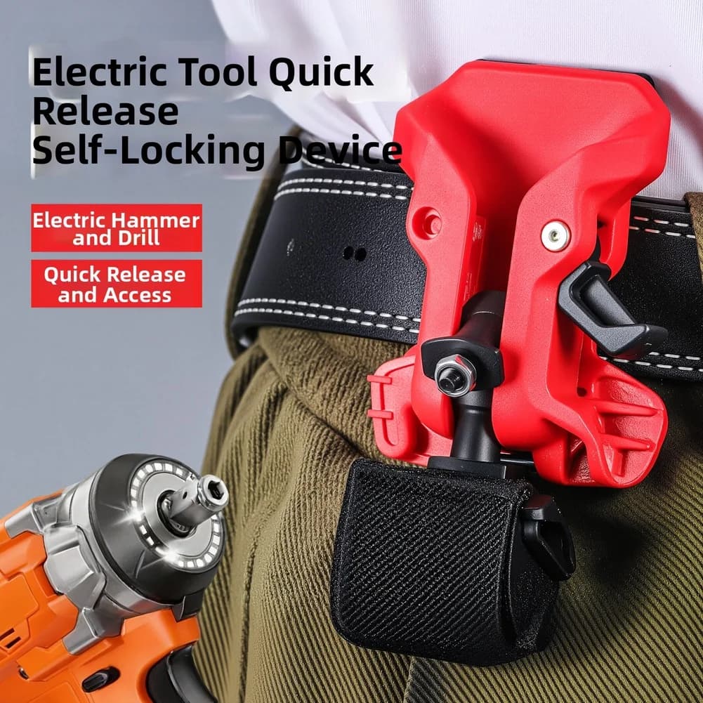 1pc Self-locking Drill Holder Belt Clip HeavyDuty ABS Electric Tool Holster Quick Release Belt Clip Organizer For Drills Hammers