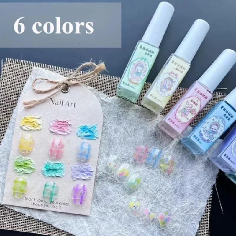6ml Nail Art 6 Colors Summer Ice Cream Nail Dye Solution Creative Nail Pattern DIY Design Dye Solution Women Nail Decoration