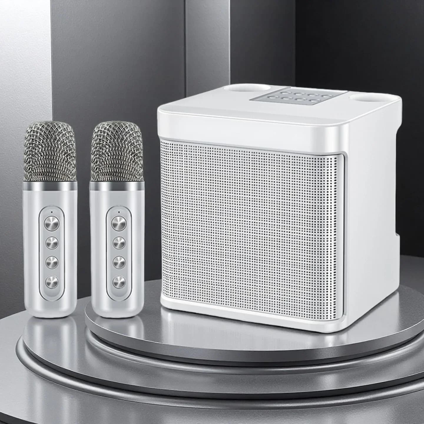 Macchina per karaoke per adulti, altoparlante Bluetooth portatile con 2 microfoni wireless, sistema PA portatile per grandi feste, all'aperto
