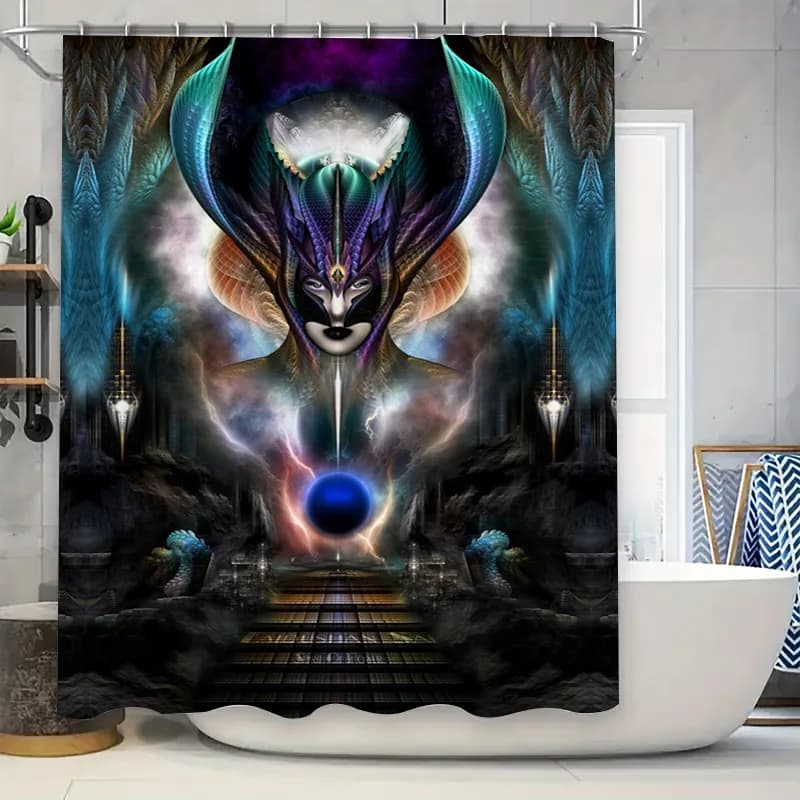 Set di tende da doccia bianche blu con motivo Sunburst per la decorazione del bagno Tenda da doccia in tessuto impermeabile per vasca da bagno e sho
