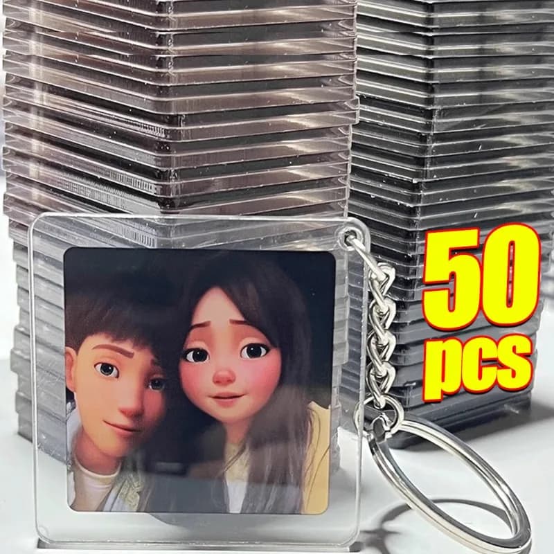 Keychain with frame for transparent photo Nappe with custom snap insert Acrylic vacuum keychain with photo Pendant with clear blank image