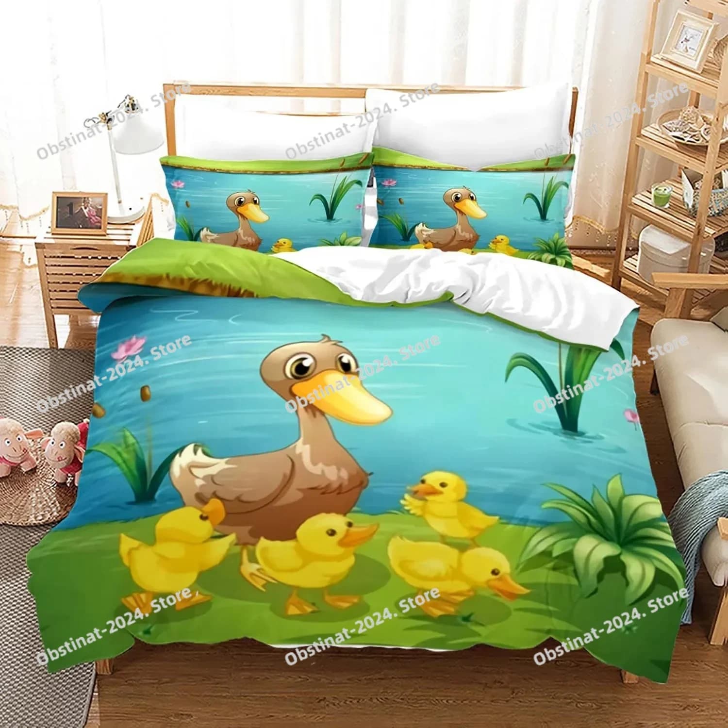 Top carino set biancheria da letto anatra gialla singolo doppio completo Queen King Size set letto anatra per set copripiumino camera da letto per bambini adulti