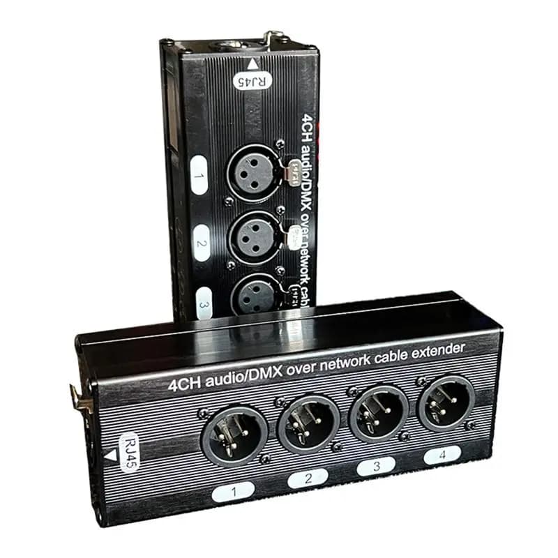 ABKQ-1Pair 4-Channel 3Pin XLR Audio RJ45 Ethernet Extender Network Cable Extender DMX512 Network Signal Extender Male+Female