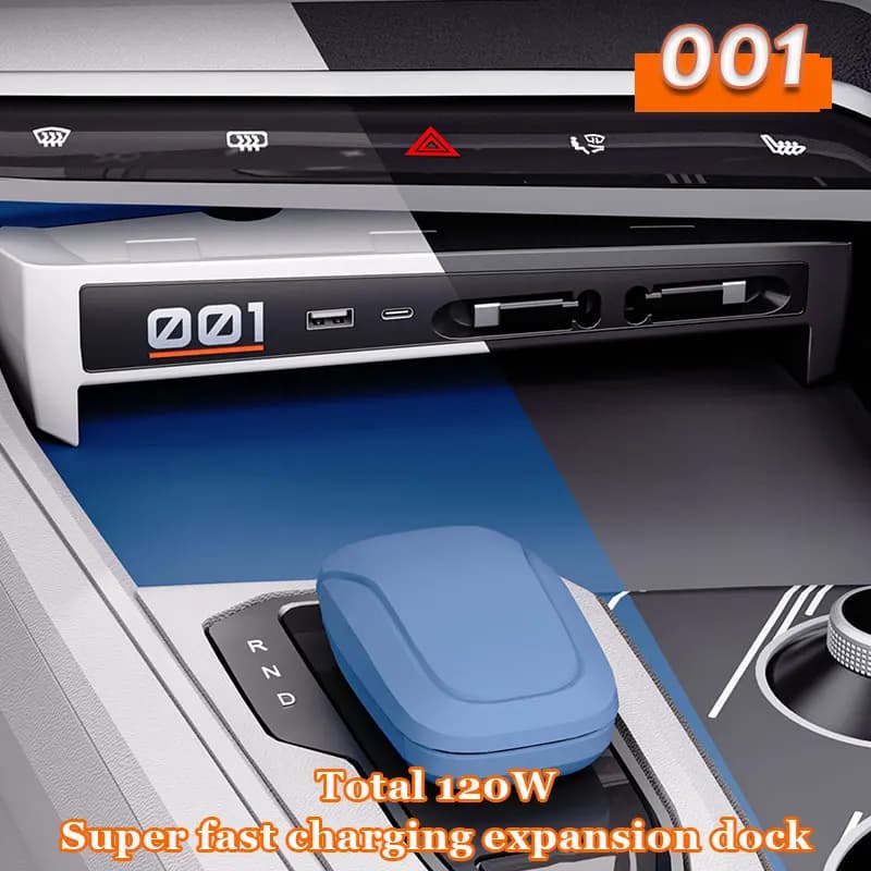 Per ZEEKR 001 Caricatore rapido USB Shunt Hub Docking station intelligente Adattatore per auto Alimentato Splitter Porta di estensione Replicatore