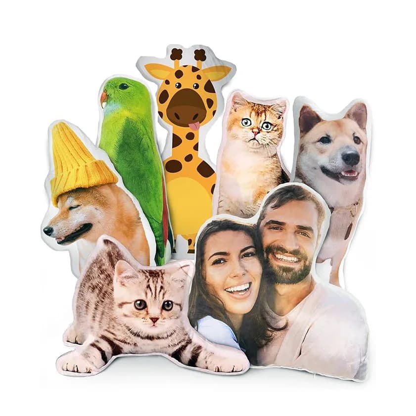 Nuovo cuscino personalizzato per animali domestici 2026 con foto personalizzabile, cuscino in peluche per cani e gatti, stampa 3D fronte-retro