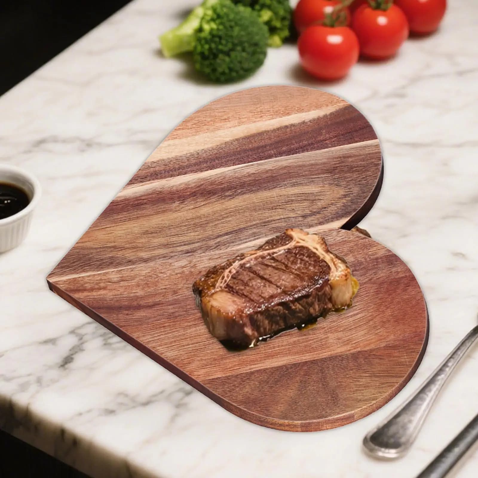 Tagliere in legno a forma di cuore robusto per il regalo di San Valentino 35,5x29,5 cm