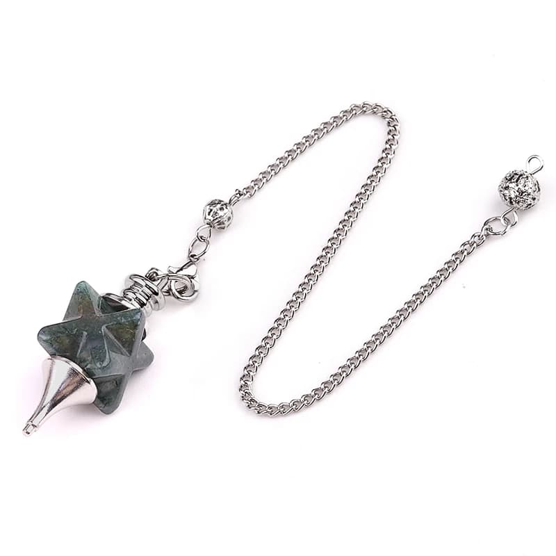 Vendita calda moda intaglio Kaba Star fantasia diaspro pietra ciondolo spirituale e catena guarigione meditazione divinazione pendolo come regalo