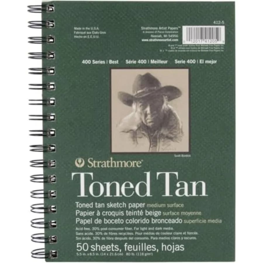 400 Series Sketch Pad, Toned Tan, inch, 50 Sheets - Artist Sketchbook for Drawing, Illustration, Art Class Students