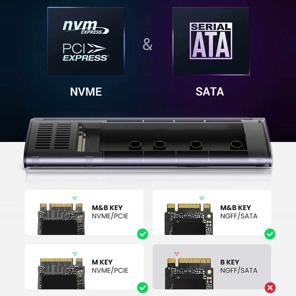 Case Esterno per Disco Rigido 10Gbps M.2 NVMe, Box Esterno Senza Attrezzi per SSD M.2 2230/2242/2260/2280