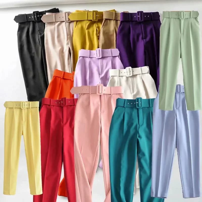 Pantaloni casual a gamba dritta a vita alta da donna alla moda Pantaloni da abito con cintura stile nuova primavera 2024 dimagranti