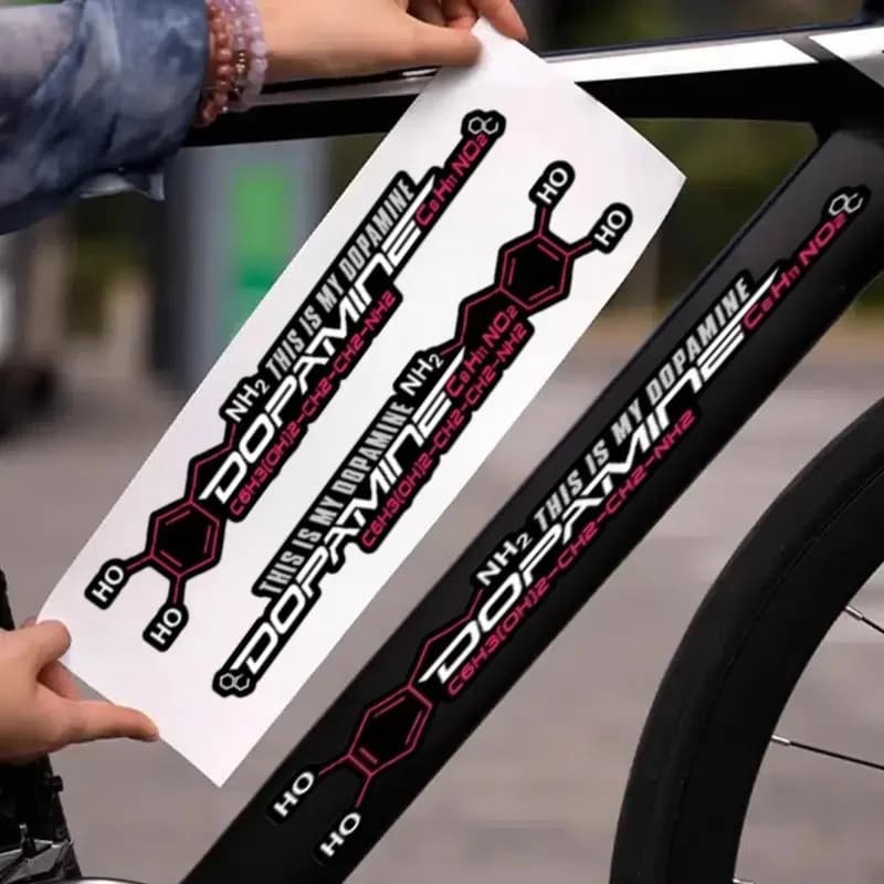 2-piece racing bike frame sticker with dopamine molecule - Long-lasting motorcycle sticker covering scratches, helmet and bike sticker