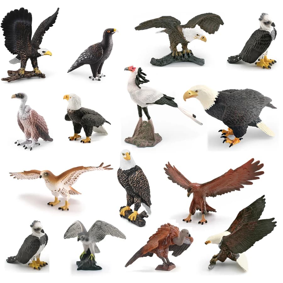 Animali realistici della fauna selvatica Uccelli di preia Vulture Aquila dorata Aquila calva Segretaria Modelli di uccelli Figure Collezione educativa Giocattolo