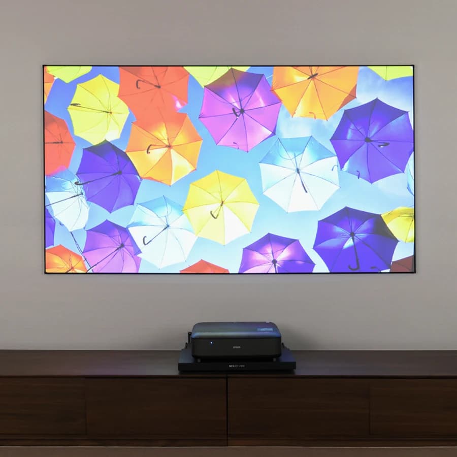 Schermo per proiettore a cornice fissa da 120 pollici Home Theater ALR UST per proiettore laser AWOL 3500 4K a lancio ultra corto