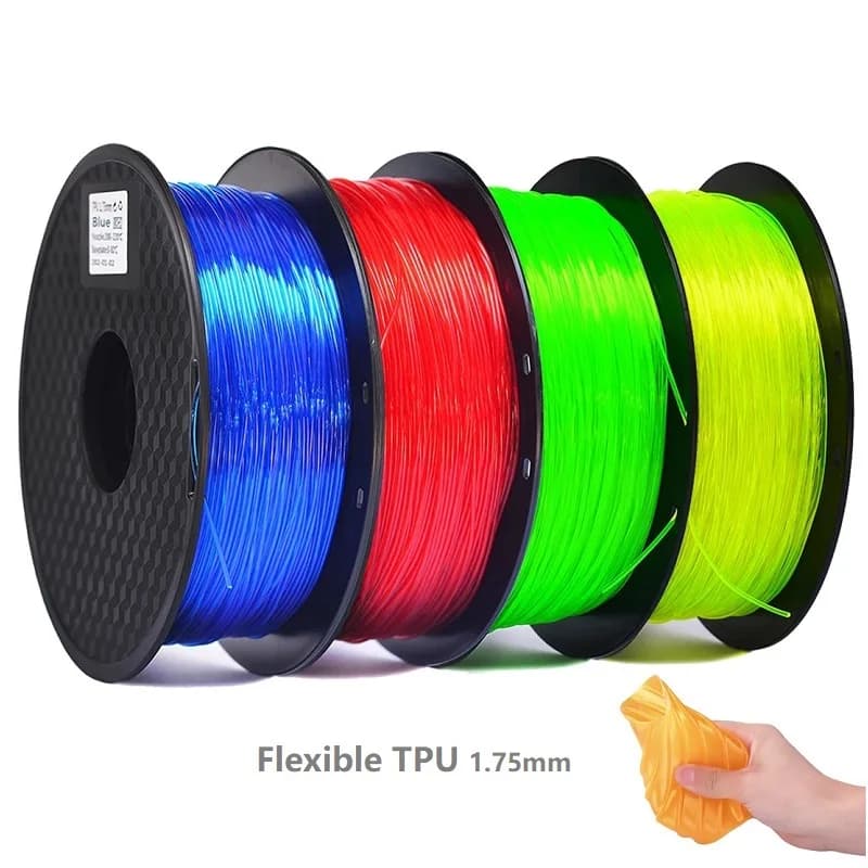 Filamento flessibile TPU 1.75mm 1KG Filamento 3D TPU stampa materiale plastico Filamento trasparente incandescente per Filamento stampante 3D