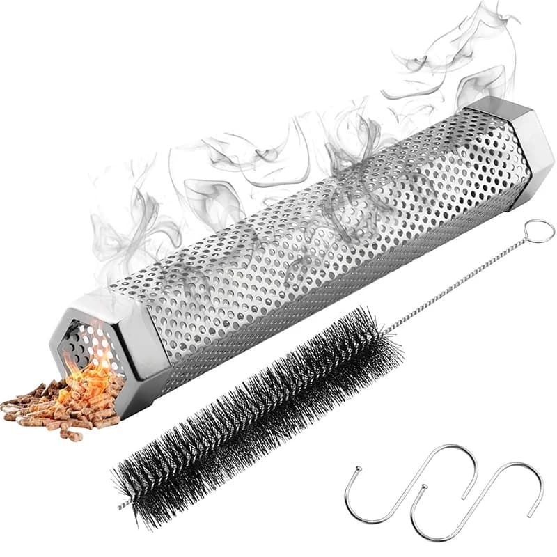 LMETJMA Set of 12 Inch Camping Pellet Smoking Tubes in Stainless Steel for Barbecue Wood Smoking Tube for Barbecue Pellet Tube JT498