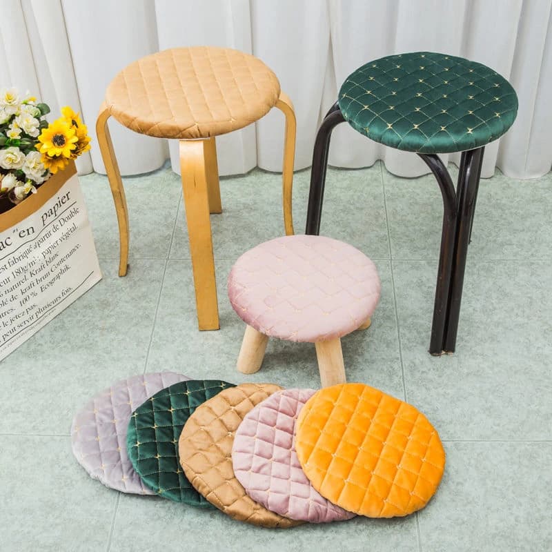 Round-shaped stool in solid shades in minimalist style protective cover for non-slip chair thickened universal seat cushion for home