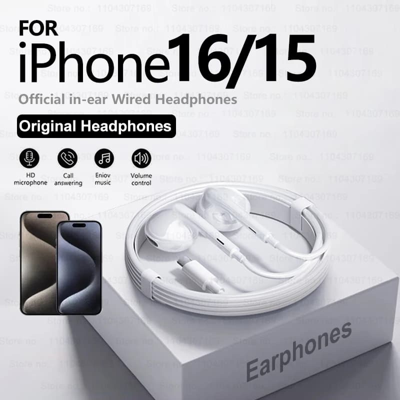 Cuffie cablate per iPhone 16 Pro Max 15 Plus 14 13 12 Mini 11 6 7 8 X XS XR SE 2020 Auricolari in-ear per telefono Auricolari Accessori