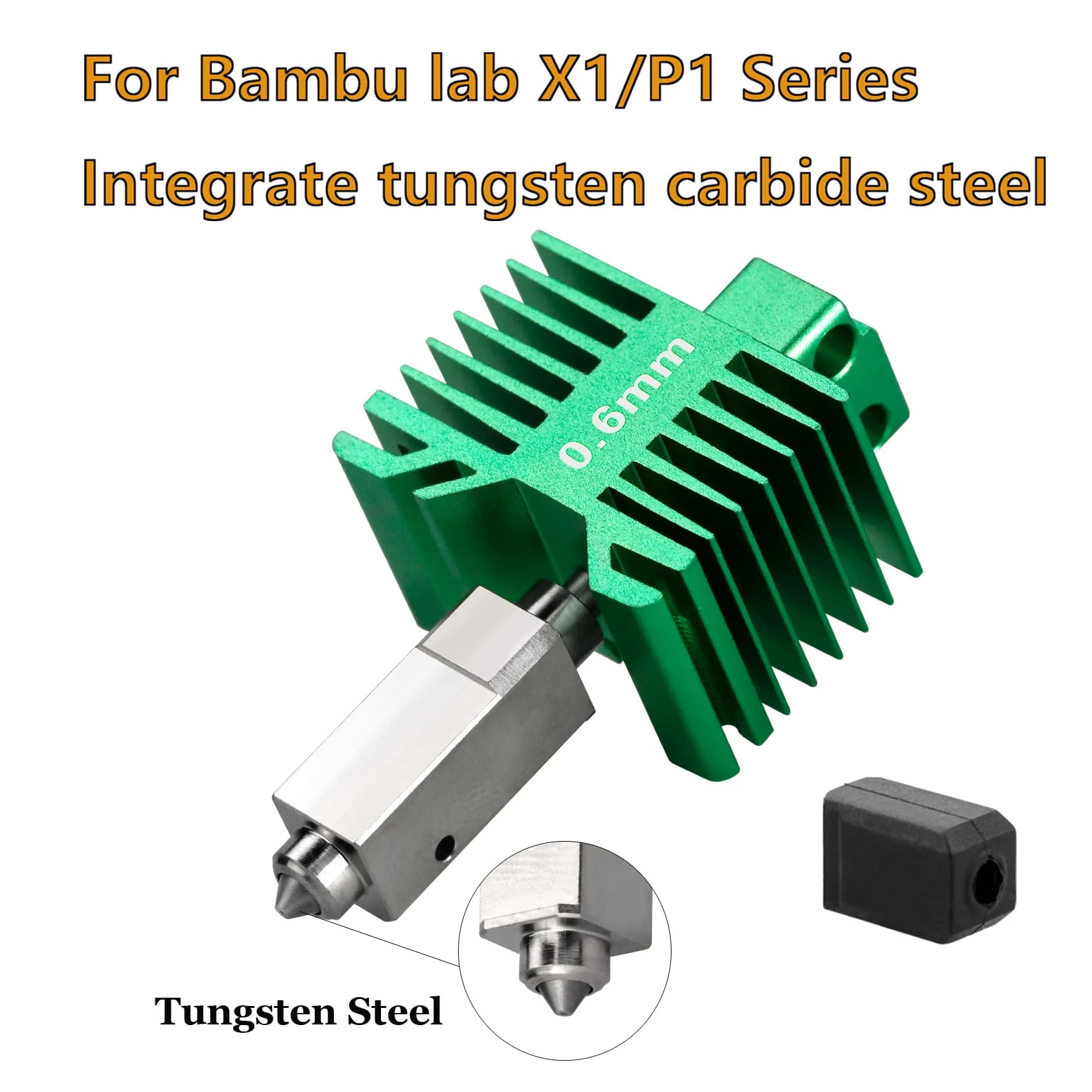 For Bambu Lab X1/X1C/P1P/P1S Hotend Kit One-Piece Tungsten Carbide Steel Nozzle for 3D Printer Replacement Parts