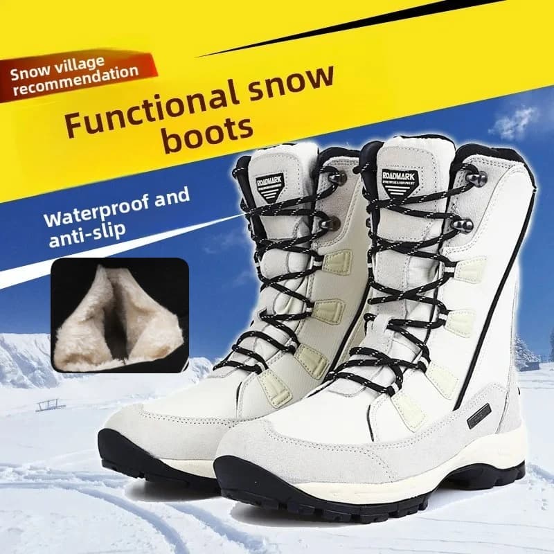 Outdoor Snow Boots Women Winter Tube Non-slip Waterproof Warm Cotton Shoes Snow Country Travel Hiking Hiking Thick velvet Shoes