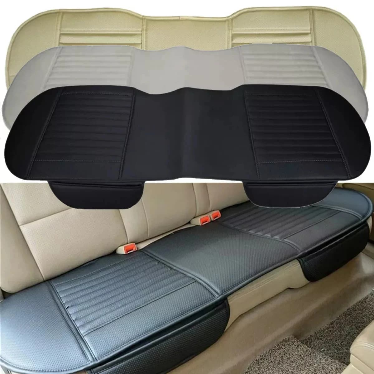 Coprisedile per auto posteriore per quattro stagioni Cuscino per sedile in pelle PU Coprisedili universale traspirante Coprisedile protettivo Accessori interni