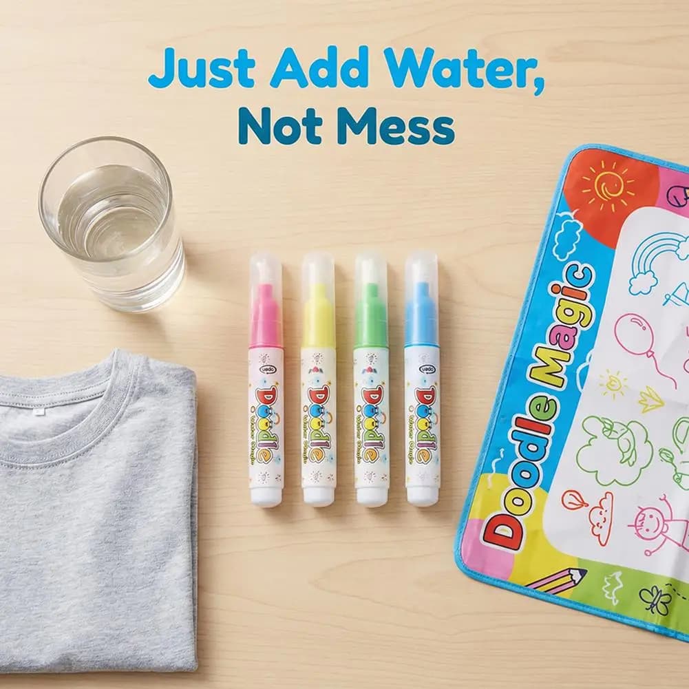 Pennello Magico ad Acqua per Bambini, Penna da Disegno ad Acqua Trasparente con Punta Morbida Riutilizzabile con Aggiunta di Acqua, Giocattolo Educativo