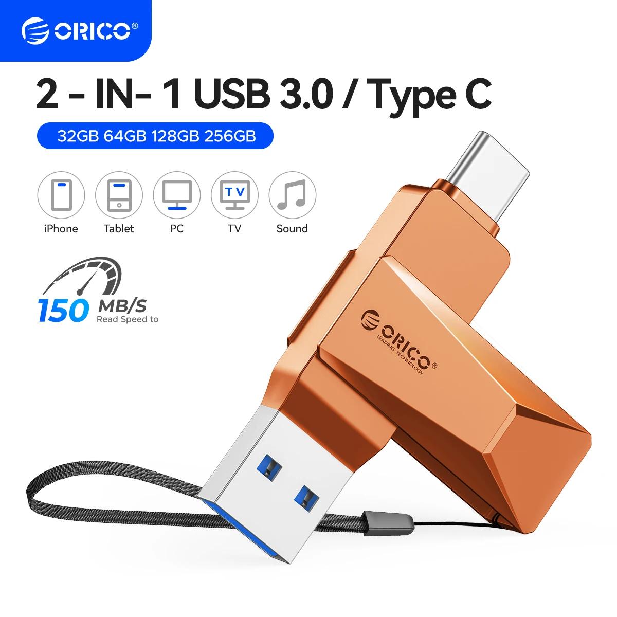 ORICO Dual Flash Drive 2 in 1 Pen Drive ad alta velocità OTG Tipo C USB A Doppie interfacce per MacBook Android